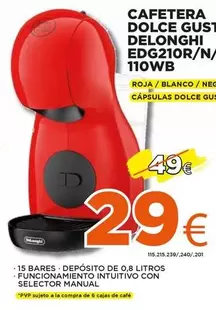 Oferta de DeLonghi - Cafetera Dolce Gusto  Edg210r/n/ 110wb por 29€ en Expert