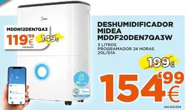 Oferta de Midea - Deshumidificador Mddf20den7qa3w por 154,99€ en Expert