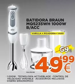 Oferta de Braun - Batidora Mq5235wh 1000w B/acc por 49,99€ en Expert