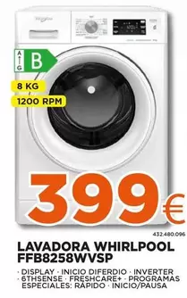 Oferta de Whirlpool - Lavadora Ffb8258wvsp por 399€ en Expert