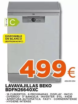 Oferta de Blanco - Lavavajillas BDFN26640XC por 499€ en Expert