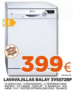 Oferta de Balay - Lavavajillas 3vs572bp por 399€ en Expert