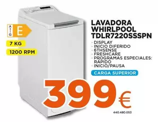 Oferta de Whirlpool - Lavadora TDLR7220SSSPN por 399€ en Expert