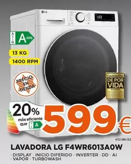 Oferta de LG - Lavadora F4wr6013aow por 599€ en Expert