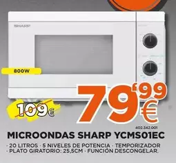 Oferta de Sharp - Microondas YCMS01EC por 79,99€ en Expert