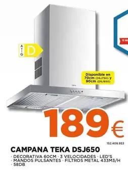 Oferta de Teka - Campana Dsj650 por 189€ en Expert