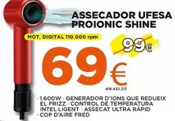 Oferta de Ufesa - Assecador  Proionic Shine por 99€ en Expert