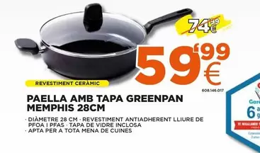 Oferta de Greenpan - Paella Amb Tapa Memphis 28cm por 59,99€ en Expert