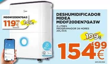 Oferta de Midea - Deshumidificador Mddf20den7qa3w por 154,99€ en Expert