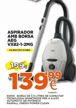 Oferta de AEG - Aspirador Amb Borsa Vx82-1-2mg por 139,99€ en Expert