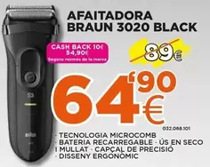 Oferta de Braun - Afeitadora 3020 Black por 64,9€ en Expert