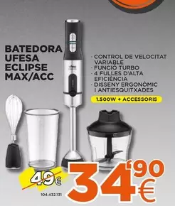 Oferta de Ufesa - Batedora Eclinase por 34,9€ en Expert