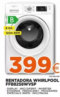 Oferta de Whirlpool - Rentadora Ffb8258wvsp por 399€ en Expert