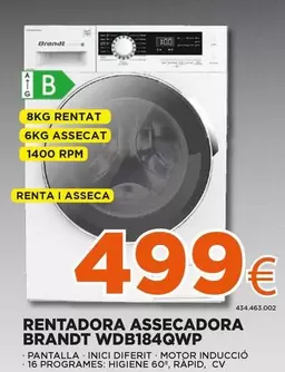 Oferta de Brandt - Rentadora Assecadora WDB184QWP por 499€ en Expert