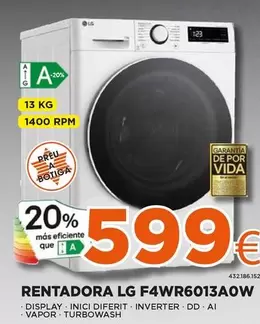 Oferta de LG - Rentadora F4WR6013A0W por 599€ en Expert