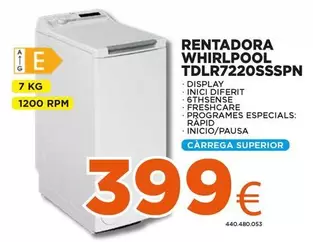 Oferta de Whirlpool - Rentadora TDLR7220SSSPN por 399€ en Expert