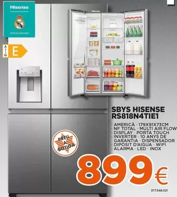 Oferta de Hisense - SBYS RS818N4TIE1- AMFEC/AEGRIA, TE014 por 899€ en Expert