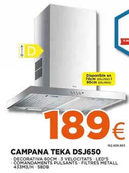 Oferta de Teka - Campana Dsj650 por 189€ en Expert