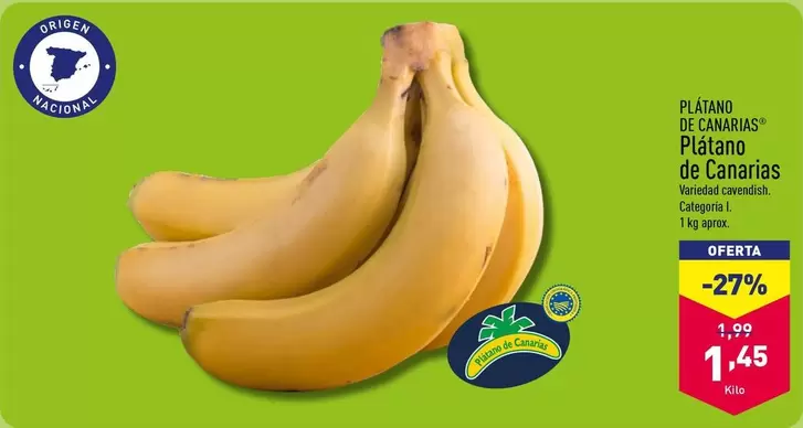 Oferta de Plátano De Canarias por 1,45€ en ALDI