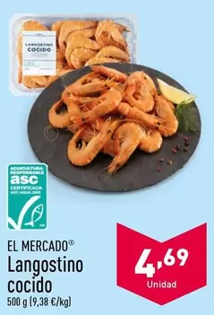 Oferta de El Mercado - Langostino Cocido por 4,69€ en ALDI