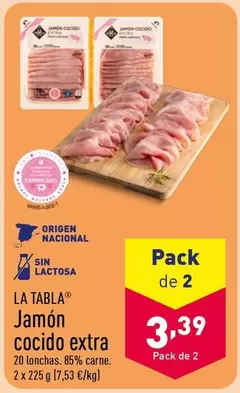 Oferta de La Tabla - Jamón Cocido Extra en ALDI