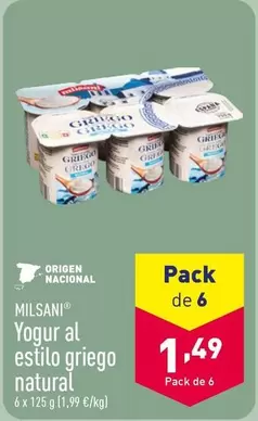 Oferta de Milsani - Yogur Al Estilo Griego Natural en ALDI