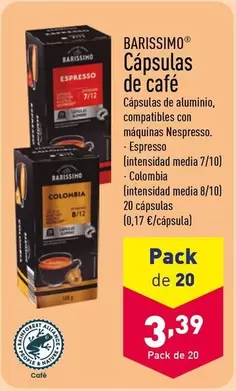 Oferta de Barissimo - Cápsulas De Café  por 3,39€ en ALDI