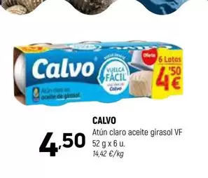 Oferta de Calvo - Atun Claro Aceite Girasol Vf por 4,5€ en Coviran