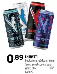 Oferta de Eneryeti - Bebida Energética Original, Feroz, Anyel Coco O Zyro Zafiro por 0,89€ en Coviran