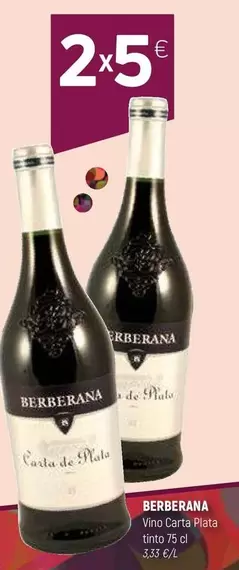 Oferta de Berberana - Vino Carta Plata Tinto por 5€ en Coviran