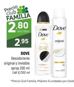 Oferta de Dove - Desodorante Original O Invisible Spray por 2,95€ en Coviran