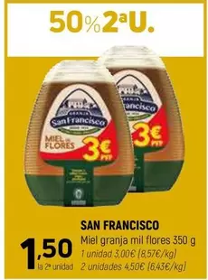 Oferta de San Francisco - Miel Granja Mil Flores por 3€ en Coviran