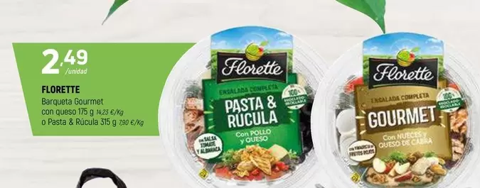 Oferta de Florette - Barqueta Gourmet Con Queso O Pasta & Rucola por 2,49€ en Coviran