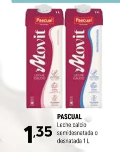 Oferta de Pascual - Leche Calcio Semidesnatada O Desnatada por 1,35€ en Coviran