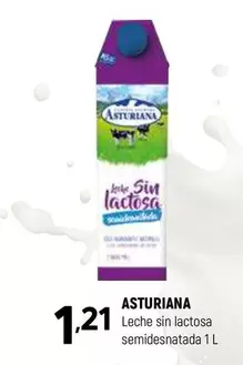 Oferta de Asturiana - Leche Sin Lactosa Semidesnatada por 1,21€ en Coviran