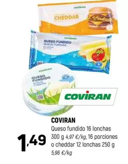 Oferta de Coviran - Queso Fundido 16 Lonchas O Cheddar 12 Lonchas por 1,49€ en Coviran