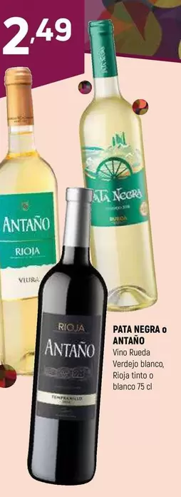 Oferta de Pata Negra/Antaño - Vino Rueda Verdejo Blanco por 2,49€ en Coviran