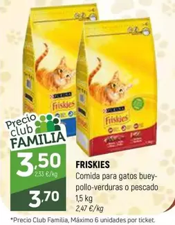 Oferta de Friskies - Comida Para Gatos Buey Pollo-Verduras O Pescado por 3,7€ en Coviran