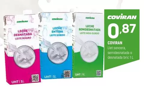 Oferta de Coviran - Lleche Semidesnatada O Desnatada por 0,87€ en Coviran