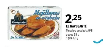 Oferta de El Navegante - Musclos Escabetx 6/8 Peces por 2,25€ en Coviran