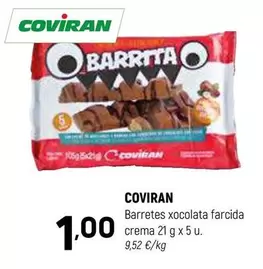 Oferta de Coviran - Barretes Xocolata Farcida Crema por 1€ en Coviran