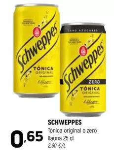 Oferta de Schweppes - Tonica Original O Zero por 0,65€ en Coviran