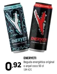 Oferta de Eneryeti - Beguda Energètica Original O Anyel Coco por 0,92€ en Coviran