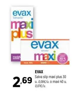 Oferta de Evax - Salva Slip Maxi Plus 30 por 2,69€ en Coviran