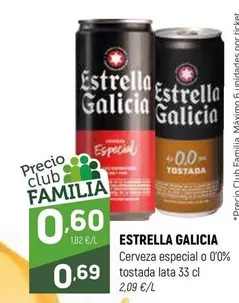 Oferta de Estrella Galicia - Cerveza Especial O 0'0% Tostada por 0,69€ en Coviran