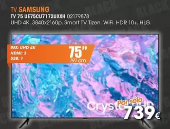 Oferta de Samsung - Tv 75 Ue75cu7172uxxh por 739€ en Master Cadena