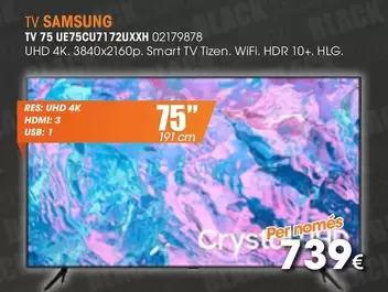 Oferta de Samsung - Tv 75 Ue75cu7172uxxh por 739€ en Master Cadena