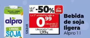 Oferta de Alpro - Bebida De Soja Ligera por 1,99€ en Dia