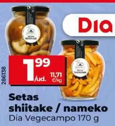 Oferta de Dia Vegecampo - Setas Shiitake/Nameko por 1,99€ en Dia