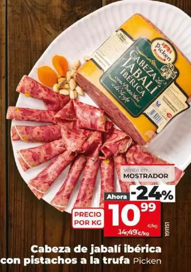 Oferta de Picken - Cabeza De Jabalí Iberica Con Pistachos A La Trufa por 10,99€ en Dia